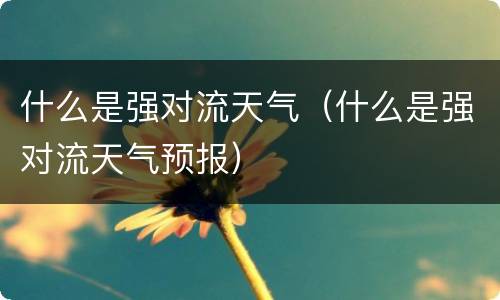 什么是强对流天气（什么是强对流天气预报）