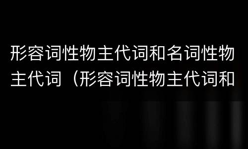 形容词性物主代词和名词性物主代词（形容词性物主代词和名词性物主代词表格）