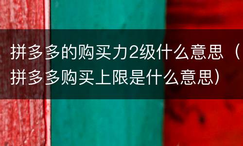 拼多多的购买力2级什么意思（拼多多购买上限是什么意思）