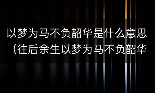 以梦为马不负韶华是什么意思（往后余生以梦为马不负韶华是什么意思）