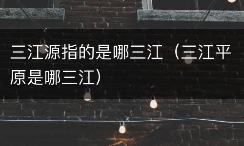 三江源指的是哪三江（三江平原是哪三江）