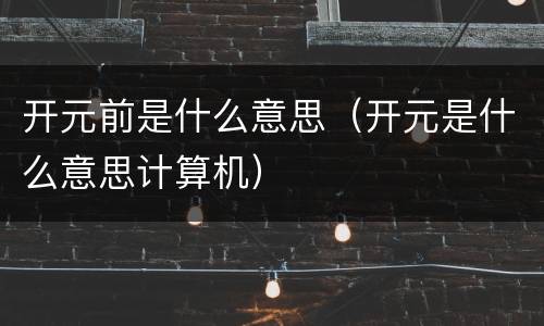 开元前是什么意思（开元是什么意思计算机）