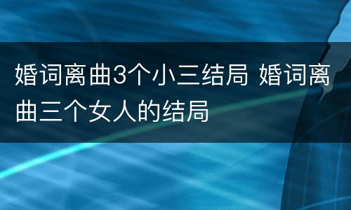 婚词离曲3个小三结局 婚词离曲三个女人的结局