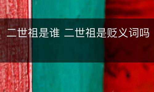 二世祖是谁 二世祖是贬义词吗