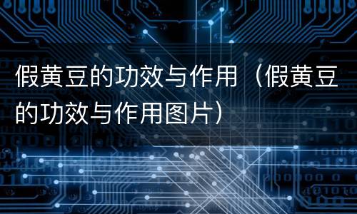 假黄豆的功效与作用（假黄豆的功效与作用图片）