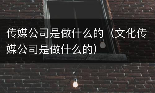 传媒公司是做什么的（文化传媒公司是做什么的）