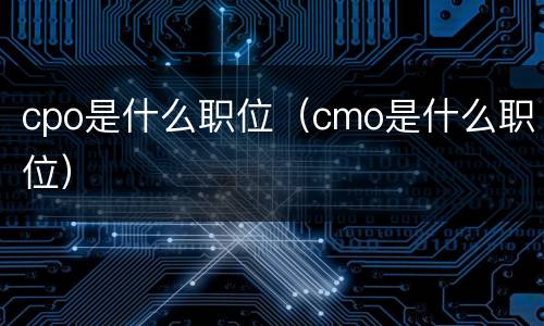 cpo是什么职位（cmo是什么职位）