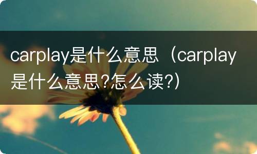 carplay是什么意思（carplay是什么意思?怎么读?）