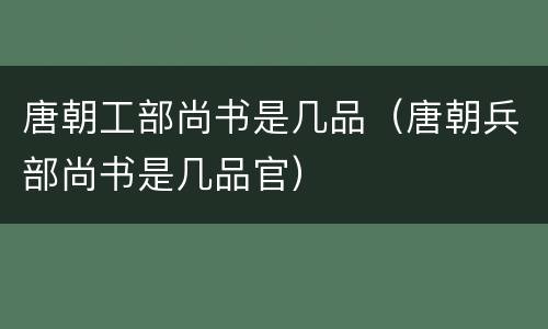 唐朝工部尚书是几品（唐朝兵部尚书是几品官）