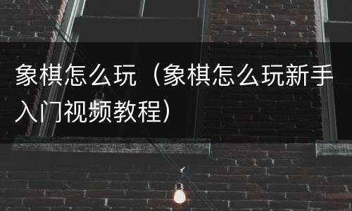 象棋怎么玩（象棋怎么玩新手入门视频教程）