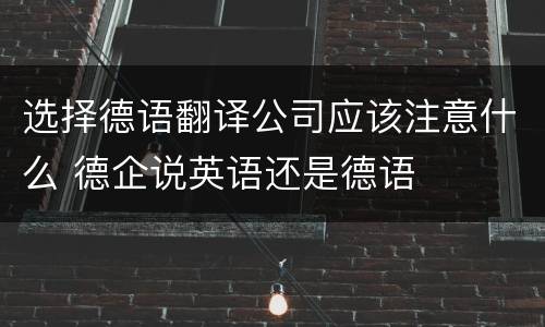 选择德语翻译公司应该注意什么 德企说英语还是德语
