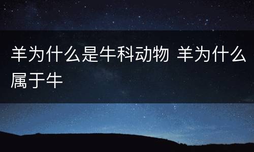 羊为什么是牛科动物 羊为什么属于牛