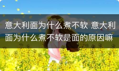 意大利面为什么煮不软 意大利面为什么煮不软是面的原因嘛