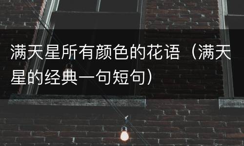满天星所有颜色的花语（满天星的经典一句短句）
