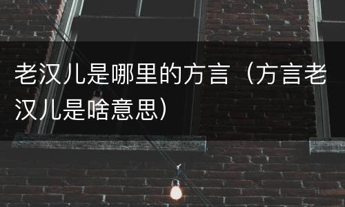 老汉儿是哪里的方言（方言老汉儿是啥意思）