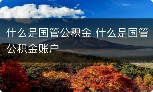 什么是国管公积金 什么是国管公积金账户
