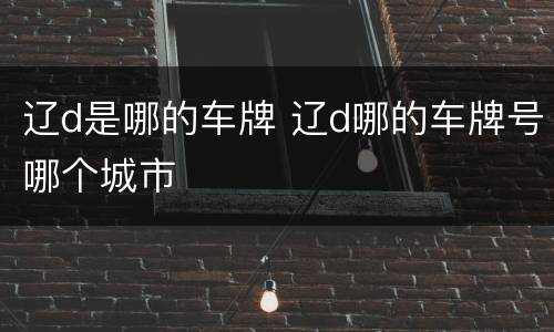 辽d是哪的车牌 辽d哪的车牌号哪个城市