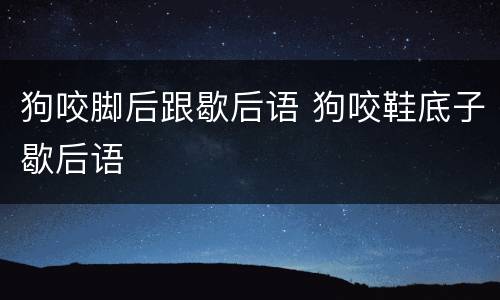 狗咬脚后跟歇后语 狗咬鞋底子歇后语