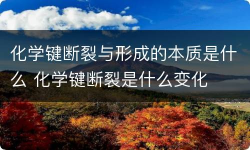 化学键断裂与形成的本质是什么 化学键断裂是什么变化