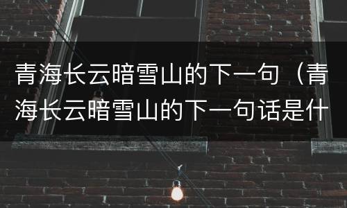 青海长云暗雪山的下一句（青海长云暗雪山的下一句话是什么）