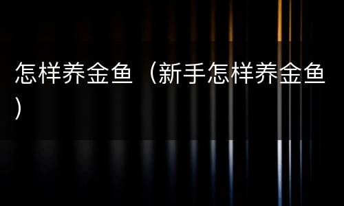 怎样养金鱼（新手怎样养金鱼）