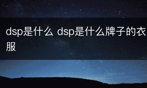 dsp是什么 dsp是什么牌子的衣服