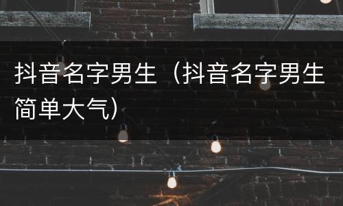 抖音名字男生（抖音名字男生简单大气）