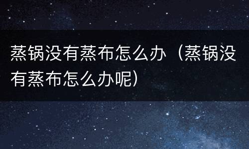 蒸锅没有蒸布怎么办（蒸锅没有蒸布怎么办呢）