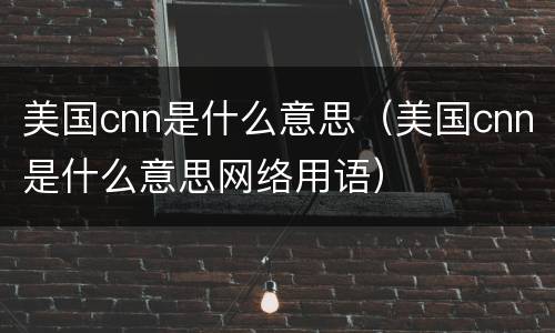 美国cnn是什么意思（美国cnn是什么意思网络用语）
