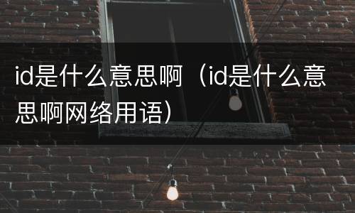 id是什么意思啊（id是什么意思啊网络用语）