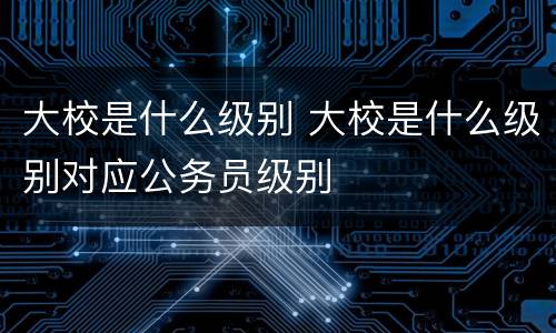 大校是什么级别 大校是什么级别对应公务员级别