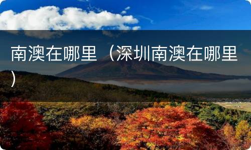 南澳在哪里（深圳南澳在哪里）