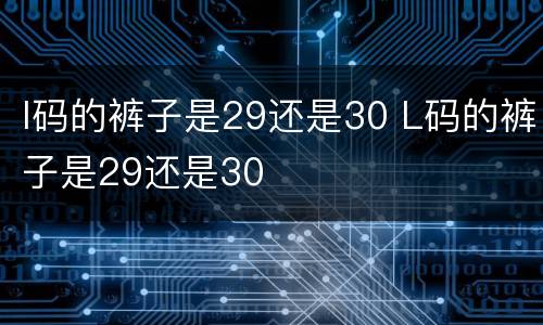 l码的裤子是29还是30 L码的裤子是29还是30