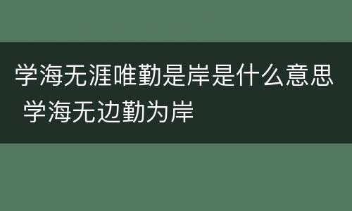 学海无涯唯勤是岸是什么意思 学海无边勤为岸