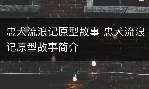 忠犬流浪记原型故事 忠犬流浪记原型故事简介