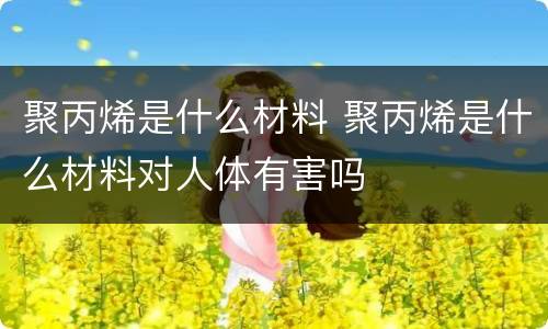 聚丙烯是什么材料 聚丙烯是什么材料对人体有害吗