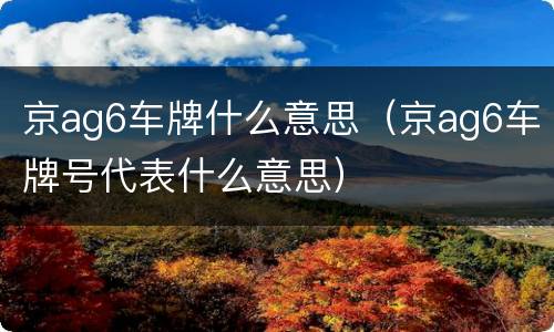 京ag6车牌什么意思（京ag6车牌号代表什么意思）