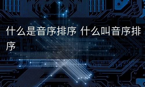 什么是音序排序 什么叫音序排序