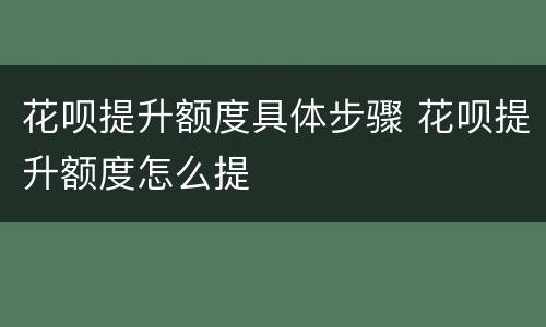 花呗提升额度具体步骤 花呗提升额度怎么提