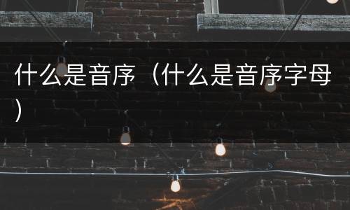 什么是音序（什么是音序字母）