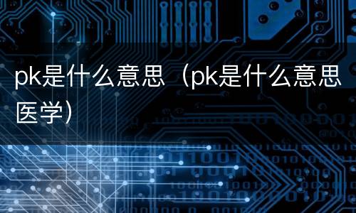 pk是什么意思（pk是什么意思医学）
