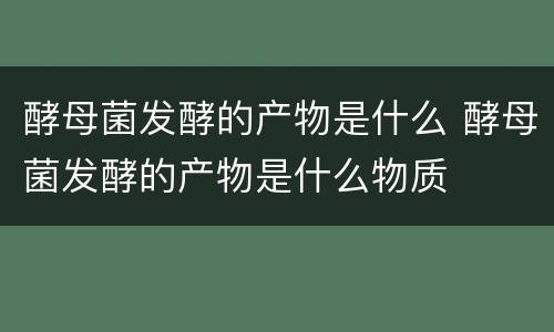 酵母菌发酵的产物是什么 酵母菌发酵的产物是什么物质
