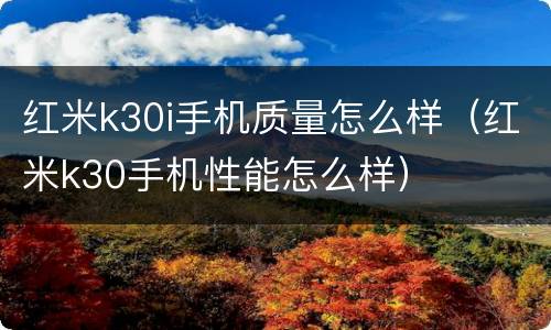 红米k30i手机质量怎么样（红米k30手机性能怎么样）