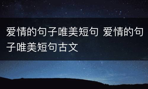 爱情的句子唯美短句 爱情的句子唯美短句古文