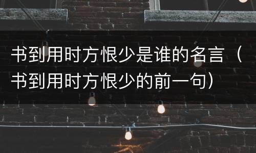 书到用时方恨少是谁的名言（书到用时方恨少的前一句）