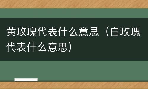 黄玫瑰代表什么意思（白玫瑰代表什么意思）