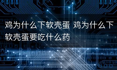 鸡为什么下软壳蛋 鸡为什么下软壳蛋要吃什么药