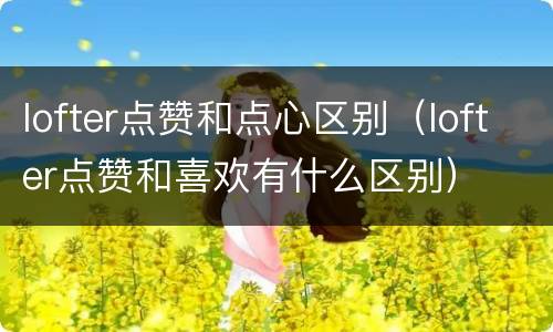 lofter点赞和点心区别（lofter点赞和喜欢有什么区别）