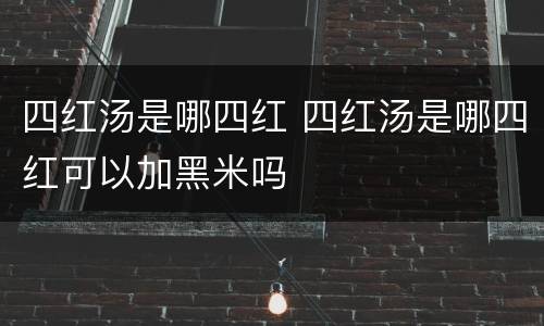 四红汤是哪四红 四红汤是哪四红可以加黑米吗