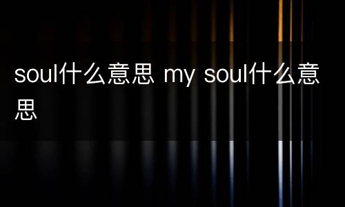 soul什么意思 my soul什么意思